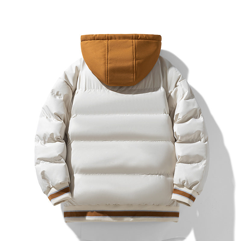 Fake Two-piece Hooded Cotton-padded Coat Men's Winter Thickened Warm-keeping Trendy Casual All-match Bread Coat Coat Embroidered Cotton-padded Coat