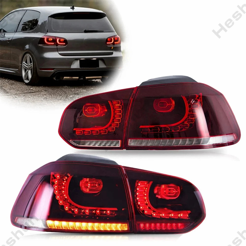 Pair Full LED Taillights For VW Golf 6 MK6 GTI R 2008 2009 2010 2011 2012 Taillamp Rear Lamp Brake Fog Turn Signal DRL Light