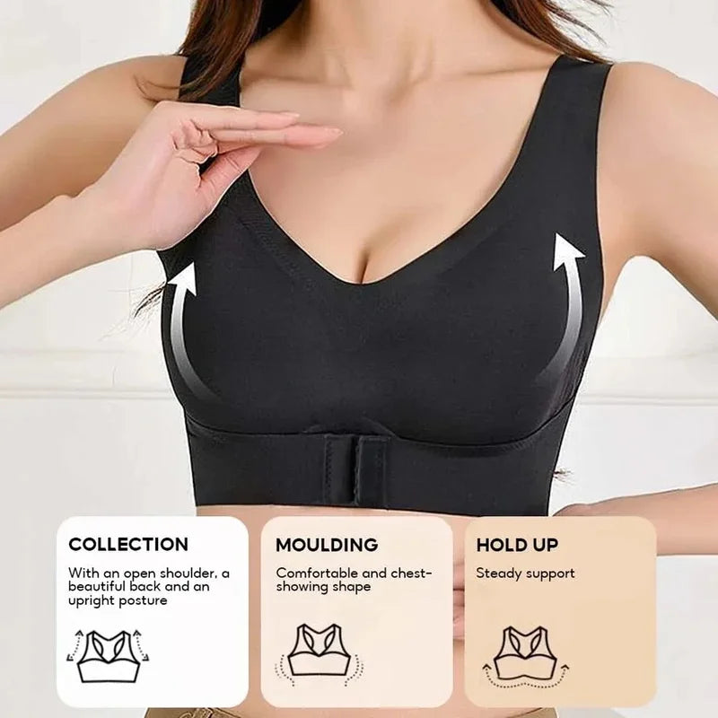 Posture Corrector Bra Back Support Front Closure Underwear for Women Supportive Bras without Underwire