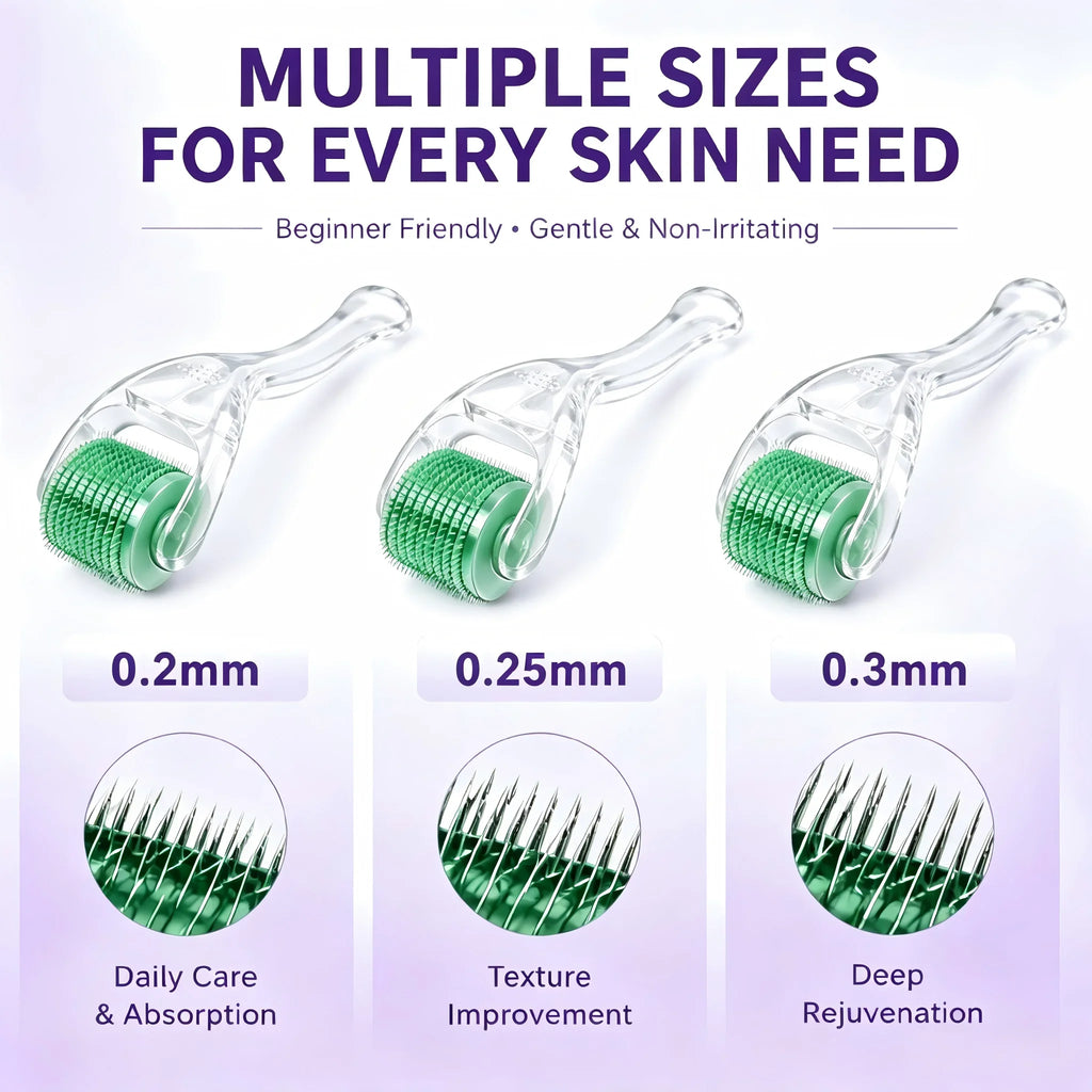 Derma Roller JENORAX 540 Aiguilles en Titane – Microneedling Visage, Barbe & Cheveux (0,20 / 0,25 / 0,30 mm)