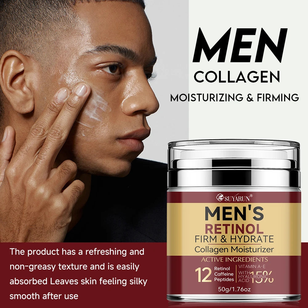 Crème Visage Homme au Rétinol & Collagène – Anti-Âge, Hydratation Intense et Raffermissement | JENORAX