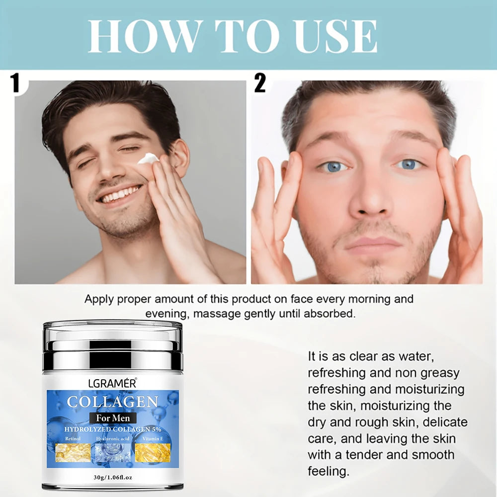Crème Visage Homme au Collagène & Rétinol JENORAX – Anti-Âge, Hydratation Intense & Raffermissement