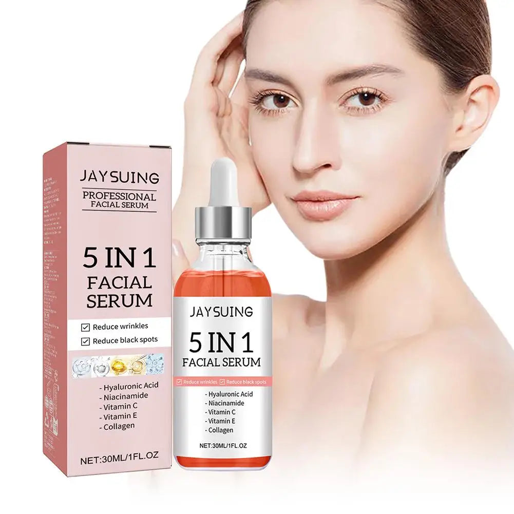 JENORAX 5-in-1 Facial Serum – Vitamin C & Hyaluronic Acid | Hydrating & Brightening Face Serum (30ml)