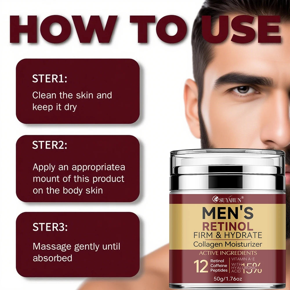 Crème Visage Homme au Rétinol & Collagène – Anti-Âge, Hydratation Intense et Raffermissement | JENORAX