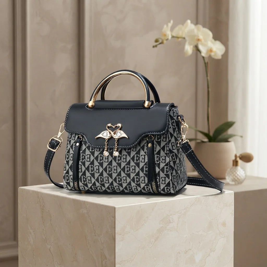 Ladies' handbag 2026 new fashion trend embossed plain style versatile casual shoulder crossbody bag.