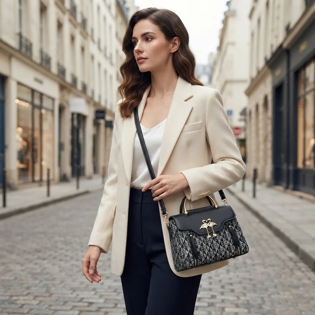 Ladies' handbag 2026 new fashion trend embossed plain style versatile casual shoulder crossbody bag.