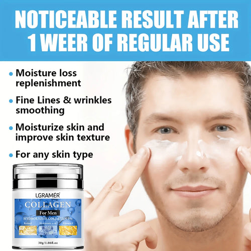 Crème Visage Homme au Collagène & Rétinol JENORAX – Anti-Âge, Hydratation Intense & Raffermissement