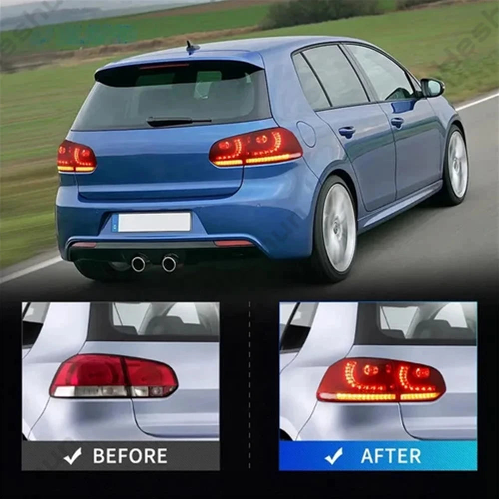 Pair Full LED Taillights For VW Golf 6 MK6 GTI R 2008 2009 2010 2011 2012 Taillamp Rear Lamp Brake Fog Turn Signal DRL Light