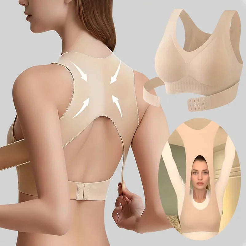 Posture Corrector Bra Back Support Front Closure Underwear for Women Supportive Bras without Underwire