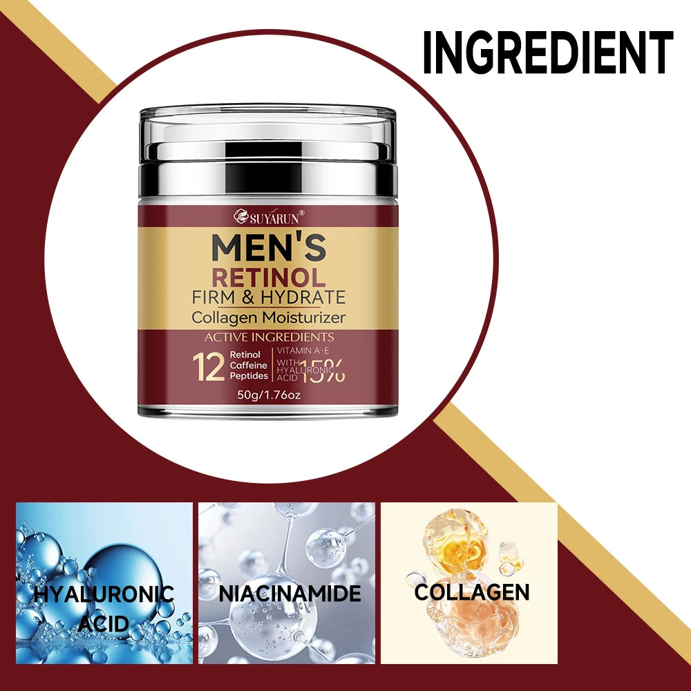 Crème Visage Homme au Rétinol & Collagène – Anti-Âge, Hydratation Intense et Raffermissement | JENORAX