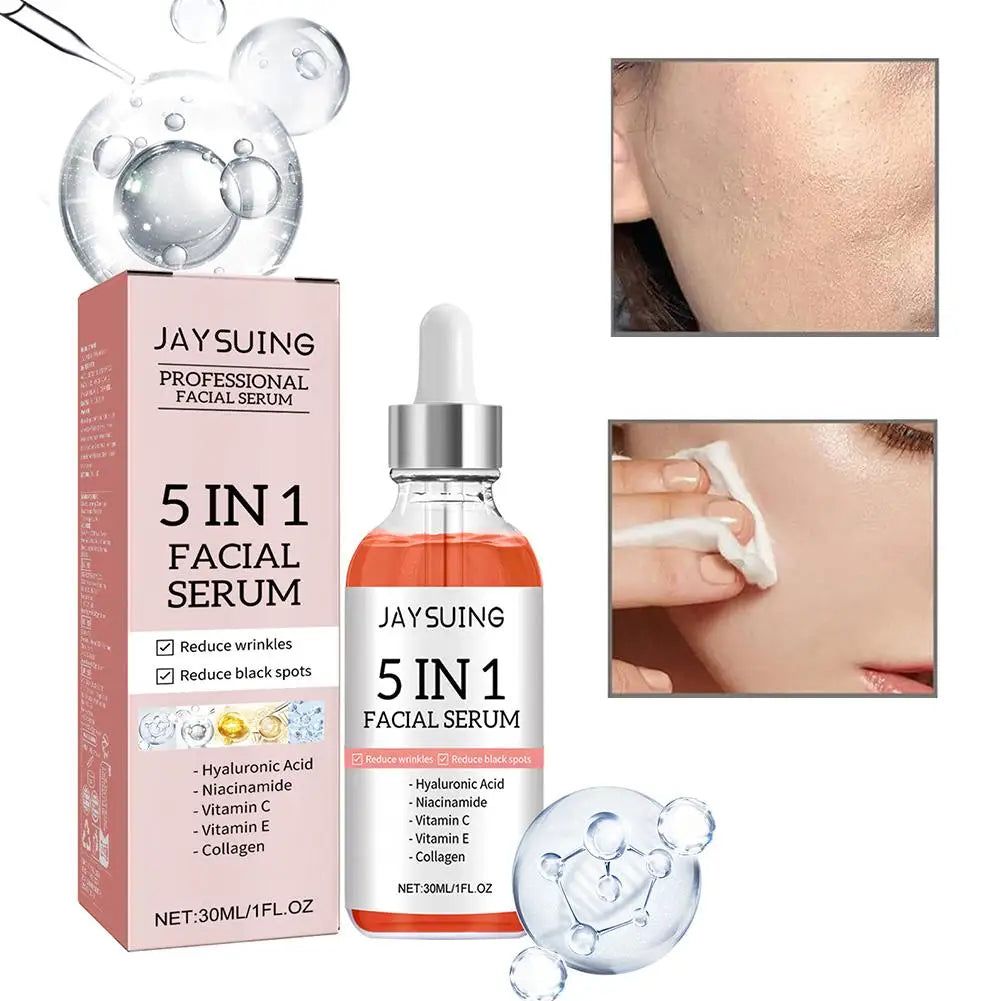JENORAX 5-in-1 Facial Serum – Vitamin C & Hyaluronic Acid | Hydrating & Brightening Face Serum (30ml)